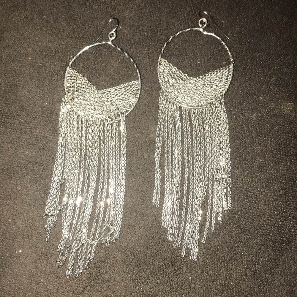 BCBG silver statement earrings